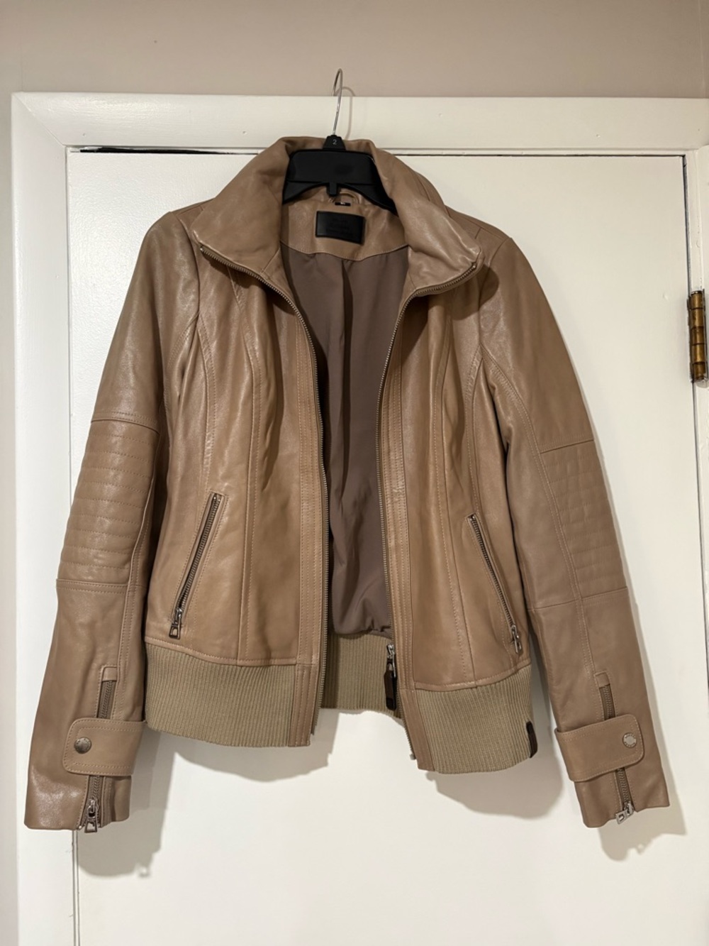 RUDSAK Taupe Leather Bomber Jacket